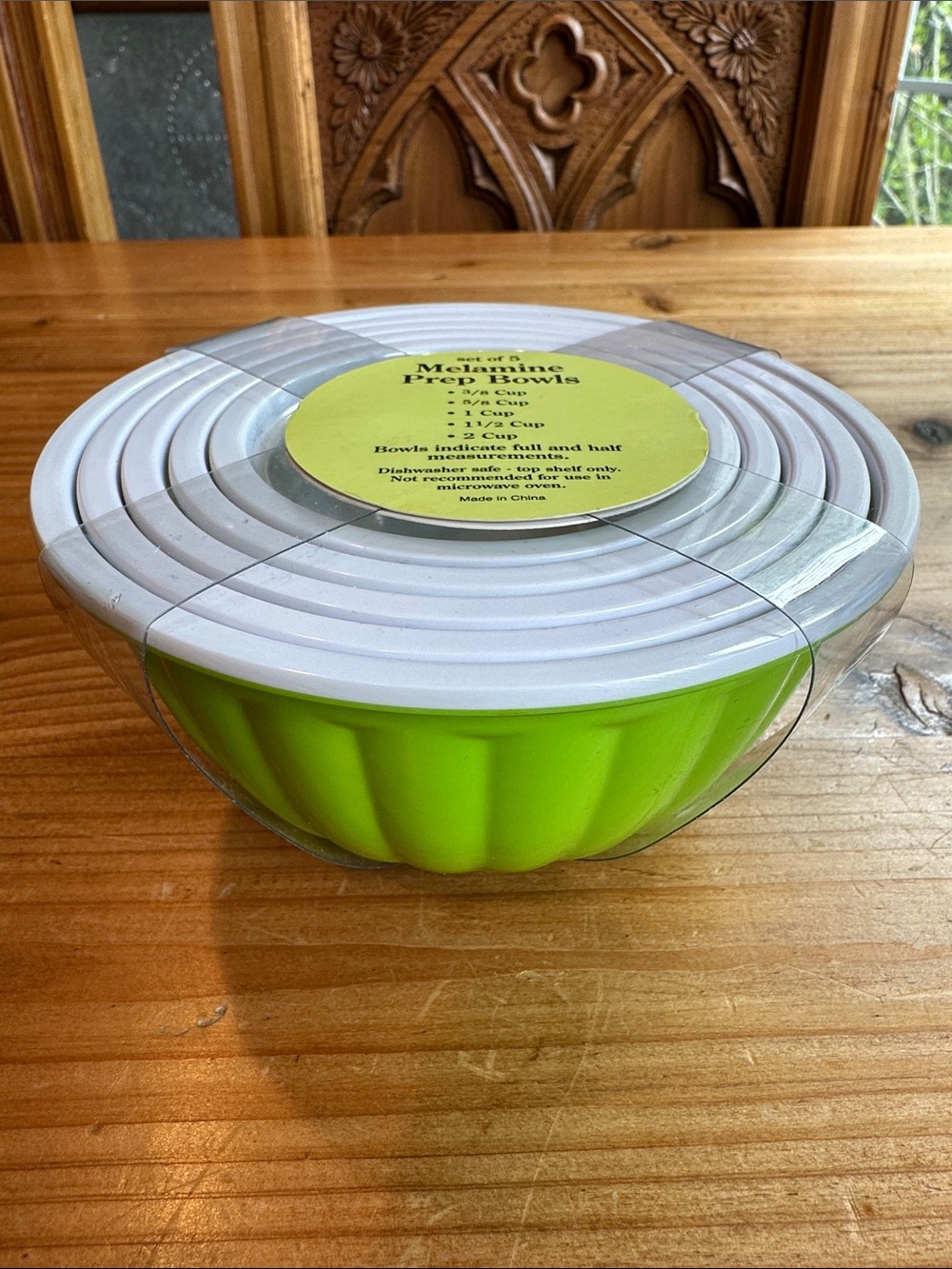 Melamine Prep Bowls with White Lids - Lime Green Set